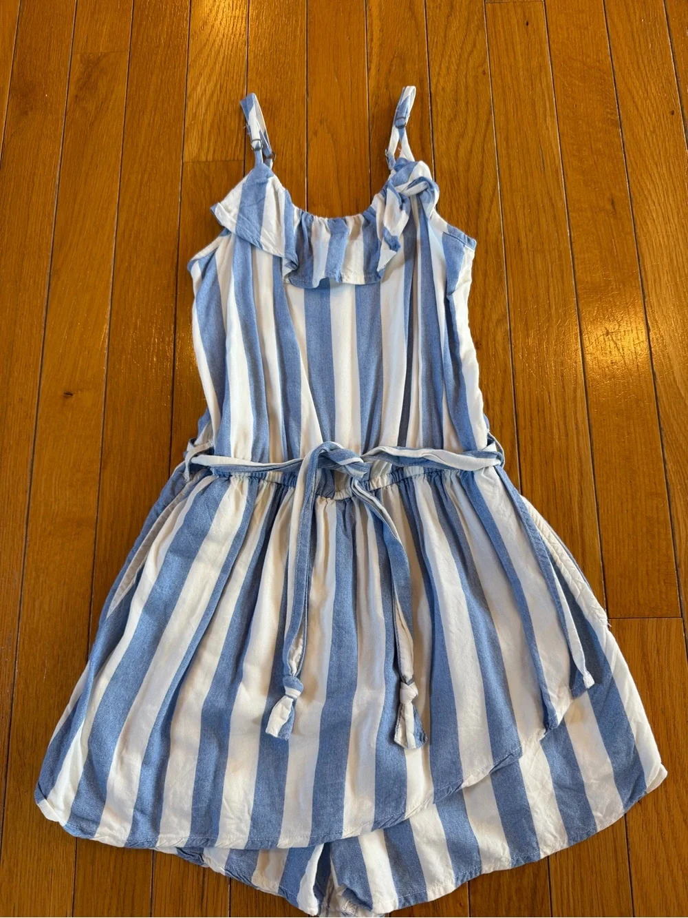 Abercrombie Kids Size 9/10 Blue & White Striped Shorts Romper with Belt